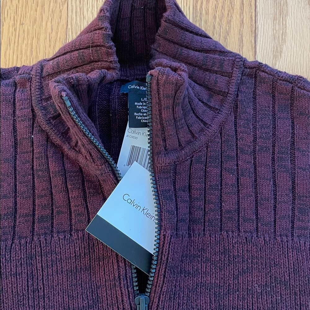 Men's Calvin Klein Ribbed Zip-Up Sweater 100% cotton